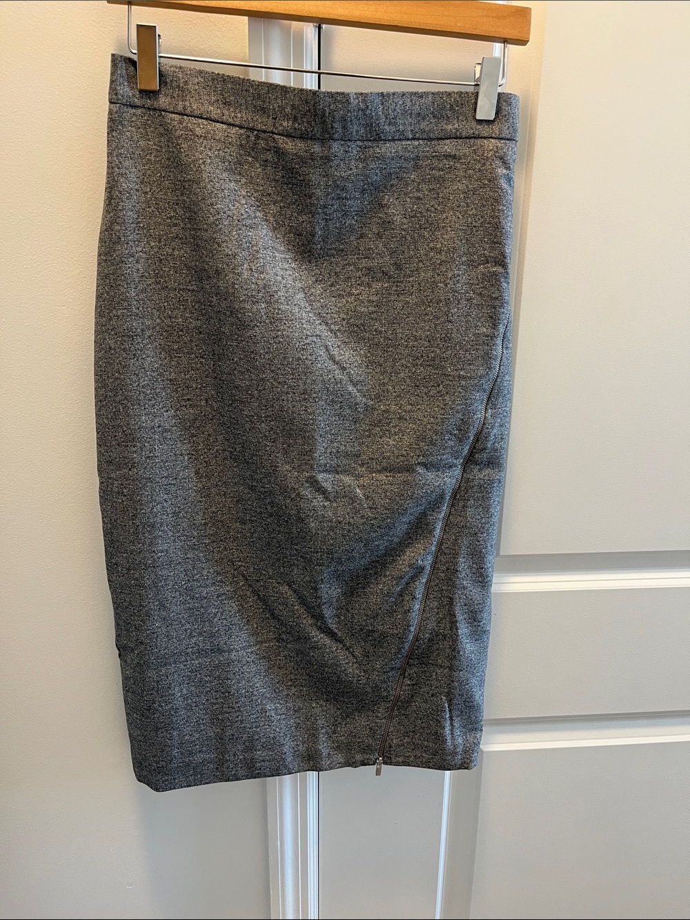 Banana Republic Heathered Gray Pencil Skirt with Side Zip Detail